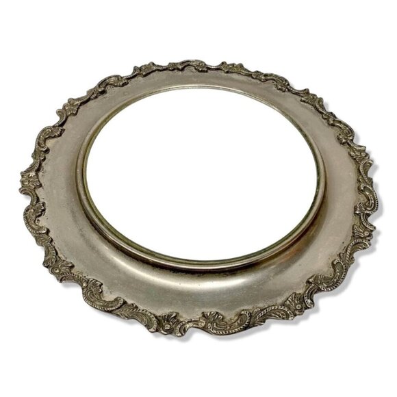 Vintage Silverplate Vanity Display Mirror Footed - Picture 1 of 8